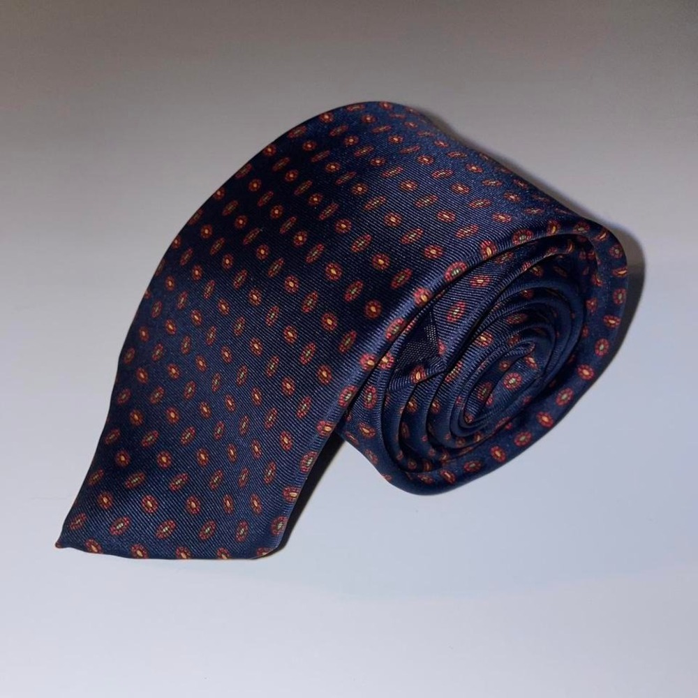 Stradivari cravatte park lane Navy and‎ orange silk tie